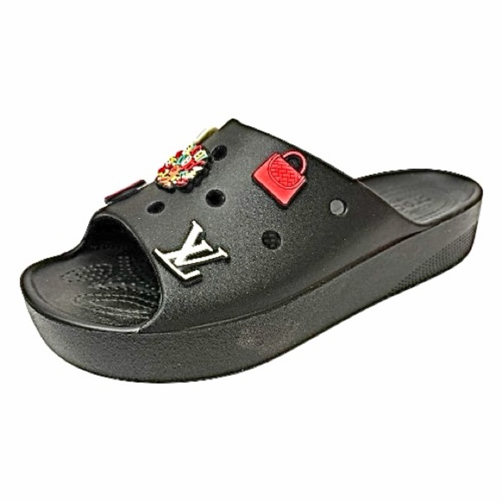 Crocs Accents Classic Slide Sandals Women’s Size 10M Black Comfort Slip-On